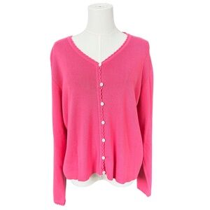 🎀 Y2K Vintage CC Hughes knit cardigan hot pink sz L